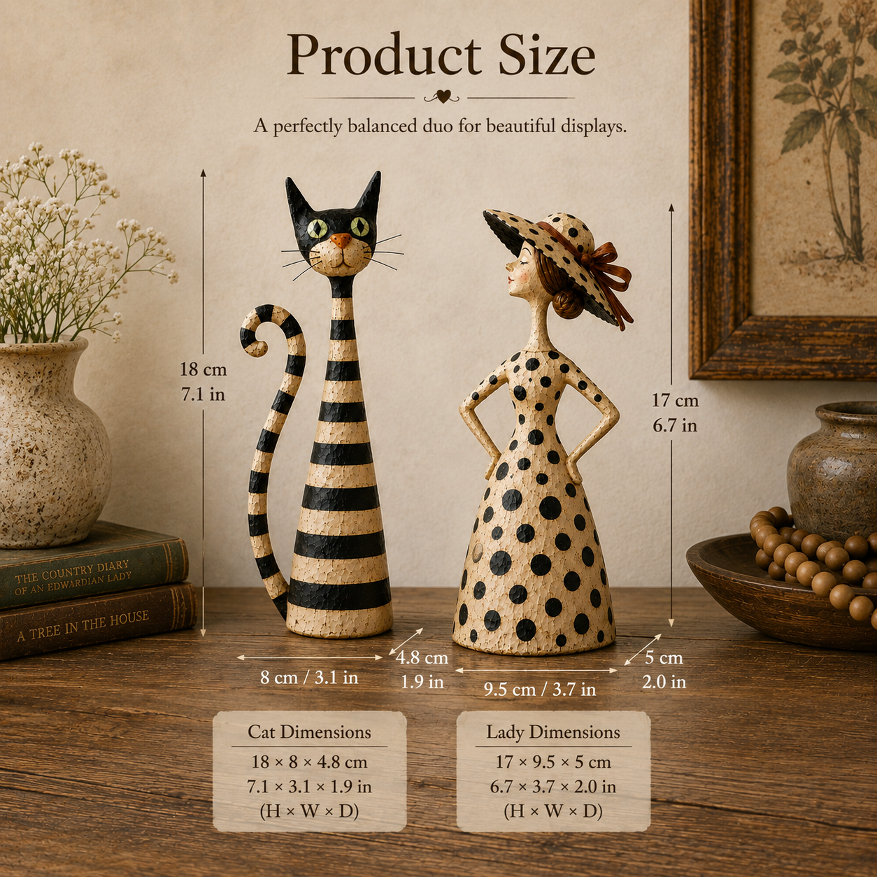 ✨Vintage  Cat & Lady Sculptures