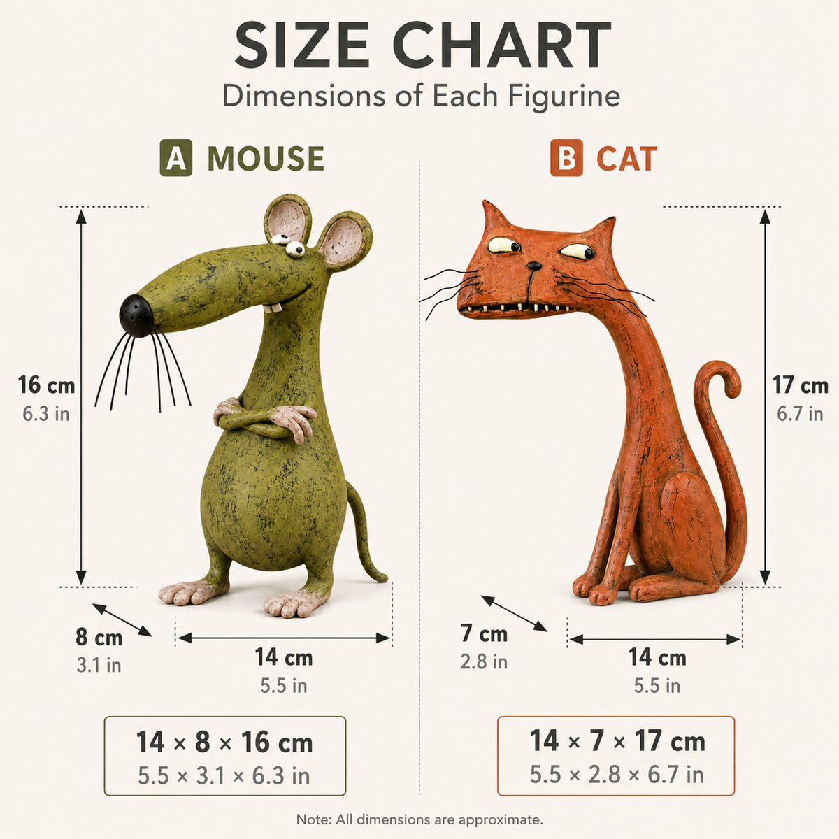 🧡Whimsical Vintage Mouse & Cat Figurine