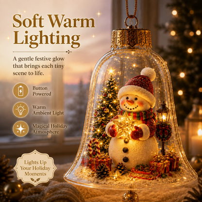 🎄 Glowing Christmas Story Ornament – Light-Up Mini Holiday Scene