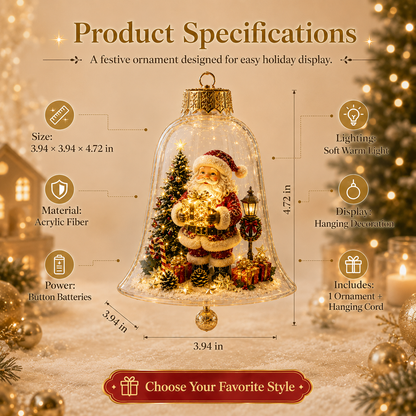 🎄 Glowing Christmas Story Ornament – Light-Up Mini Holiday Scene