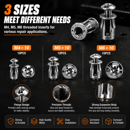 🔩 30PCS M4 M5 M6 Threaded Insert Nut Set for Repairs