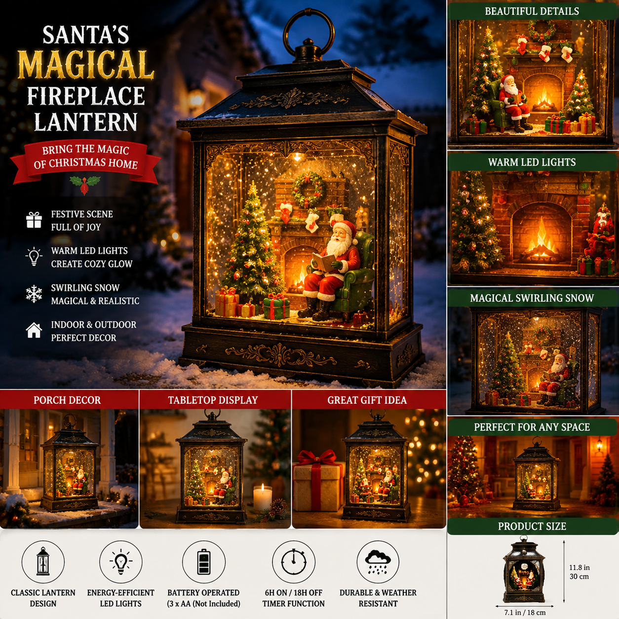 🎅 Santa’s Magical Fireplace Lantern-🎄 Bring the Magic of Christmas Home