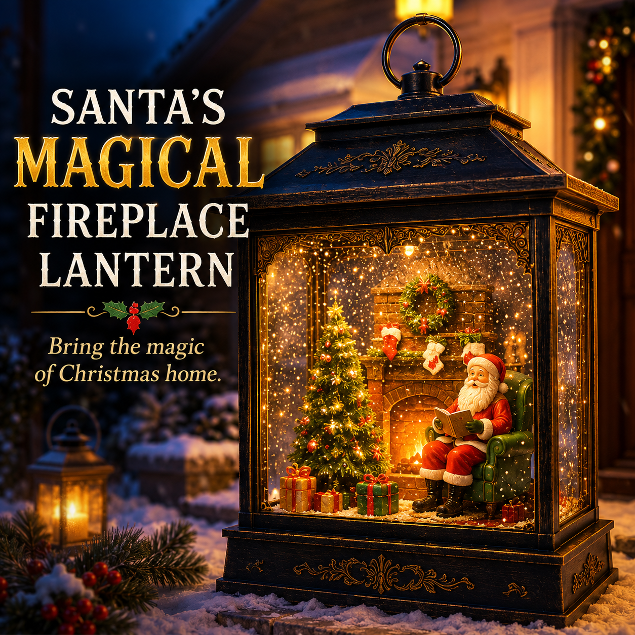 🎅 Santa’s Magical Fireplace Lantern-🎄 Bring the Magic of Christmas Home