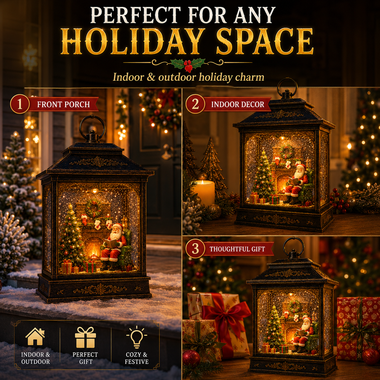 🎅 Santa’s Magical Fireplace Lantern-🎄 Bring the Magic of Christmas Home