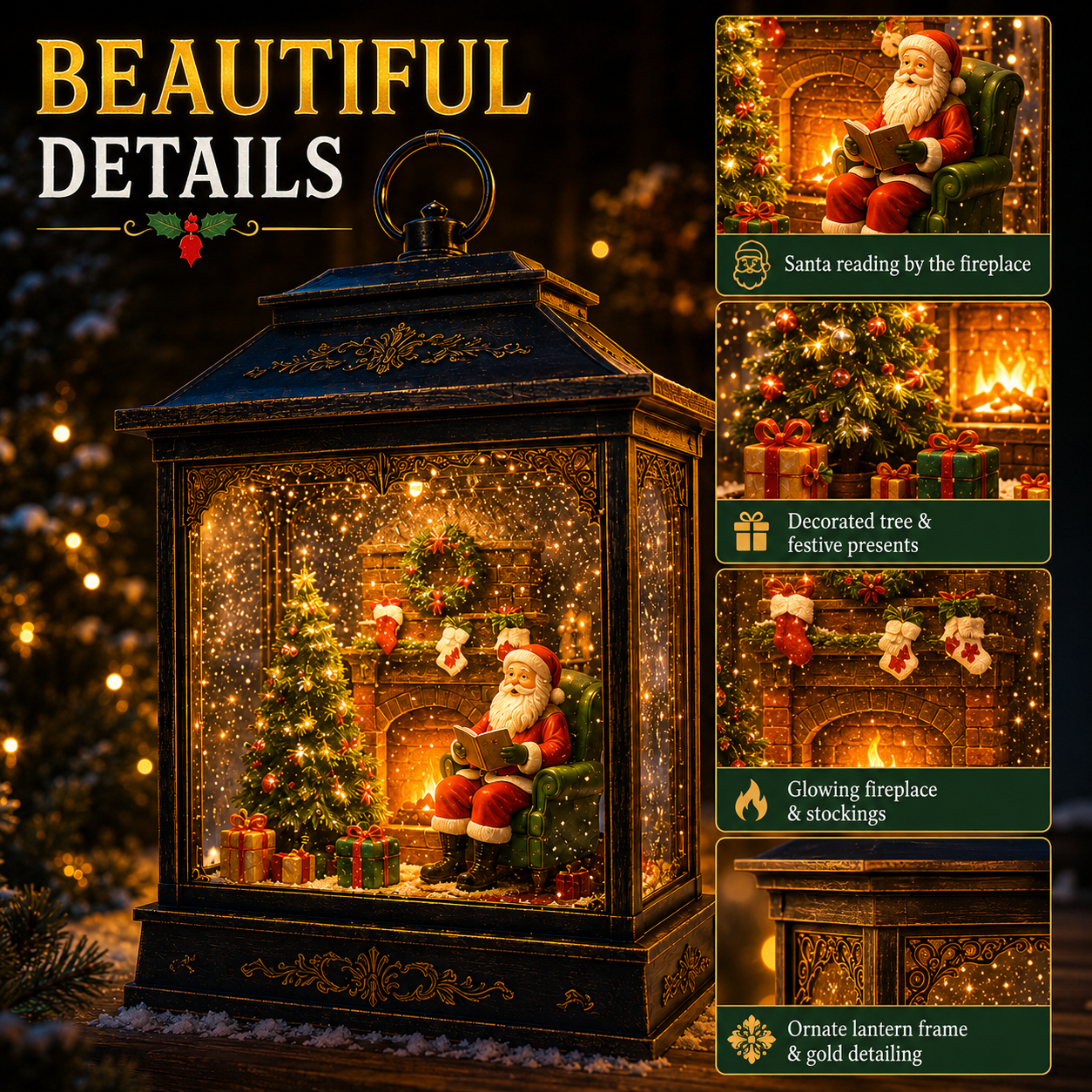 🎅 Santa’s Magical Fireplace Lantern-🎄 Bring the Magic of Christmas Home