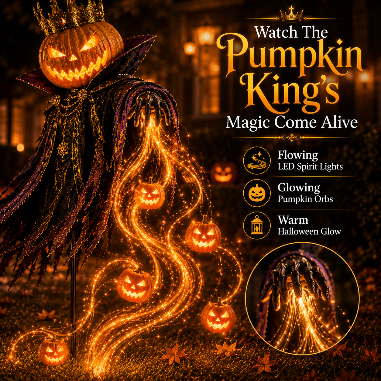 🎁Today 49% OFF🎁🎃Pumpkin King Awakening™ – Flowing LED Halloween Yard Light