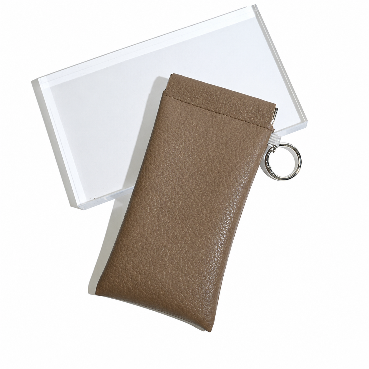 Soft PU Leather Sunglasses Pouch Elastic Opening Eyeglasses Bag