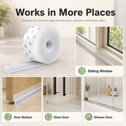 🚪16.4 Ft Adhesive Weather Stripping Tape , Draft Stopper for Doors & Windows, Shower Sealing