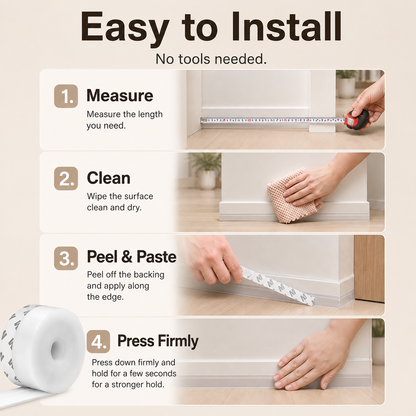 🚪16.4 Ft Adhesive Weather Stripping Tape , Draft Stopper for Doors & Windows, Shower Sealing