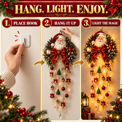 🎅✨ Christmas Magic Cascading Santa Wall Light – A Show-Stopping Holiday Display for Your Home 🎄🏠