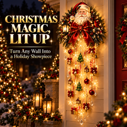 🎅✨ Christmas Magic Cascading Santa Wall Light – A Show-Stopping Holiday Display for Your Home 🎄🏠