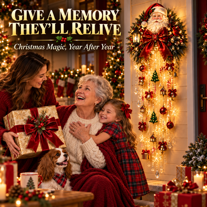 🎅✨ Christmas Magic Cascading Santa Wall Light – A Show-Stopping Holiday Display for Your Home 🎄🏠
