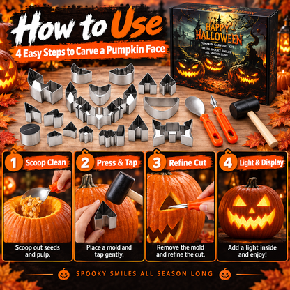 🎃Halloween Pumpkin Carving Kit – 24-Piece Family DIY Set