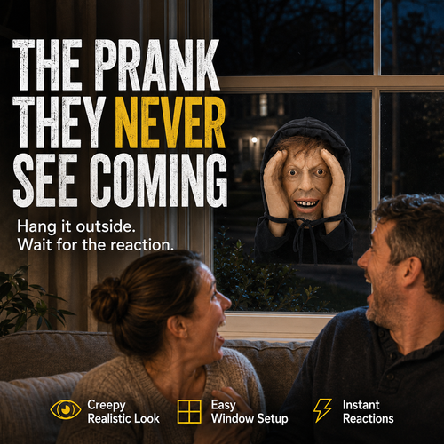 👻 👀Creepy Window Prank Mask – Realistic Halloween Scare Prop