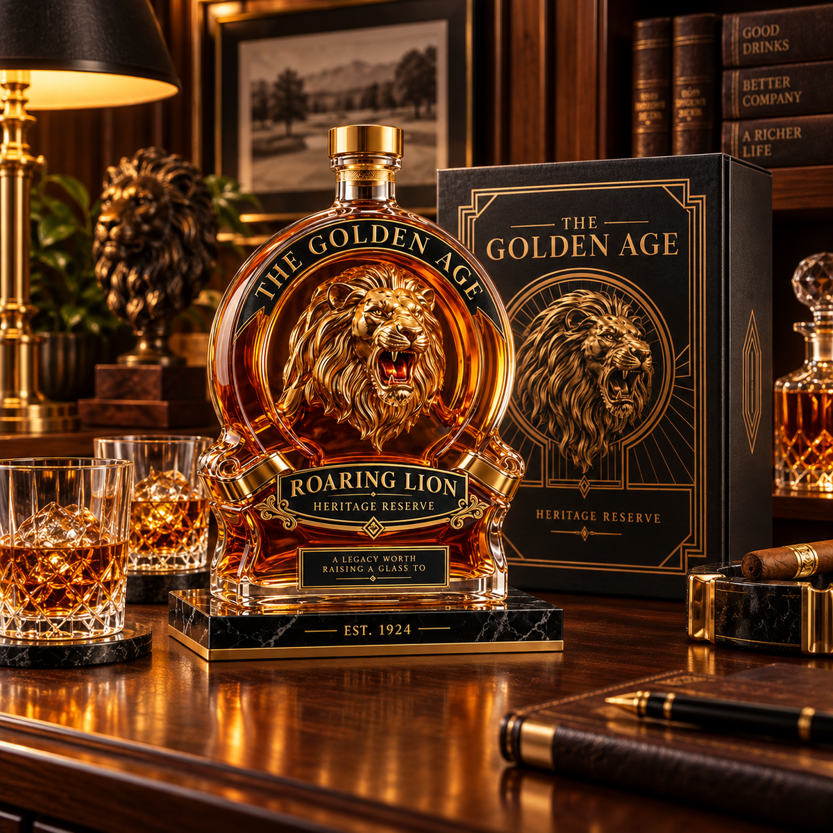 🦁🥃Roaring Lion Heritage Decanter – A Bold Collector’s Gift for Whiskey Lovers