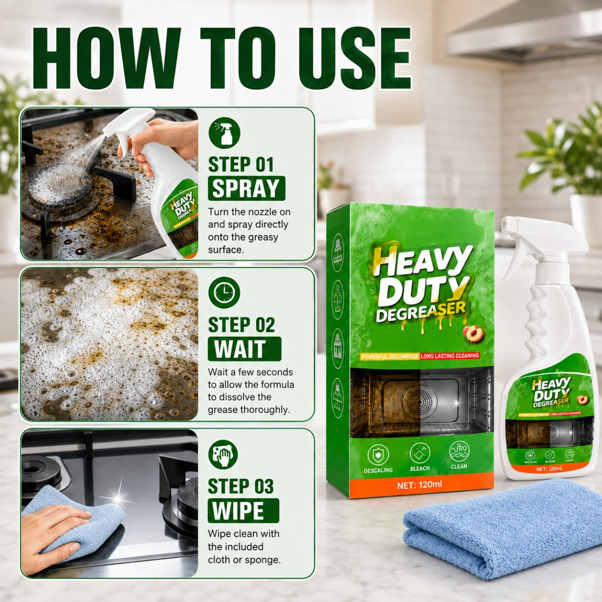 🧽 Heavy-Duty Grease Cleaning Spray – Cut Through Tough Grease Without Endless Scrubbing
