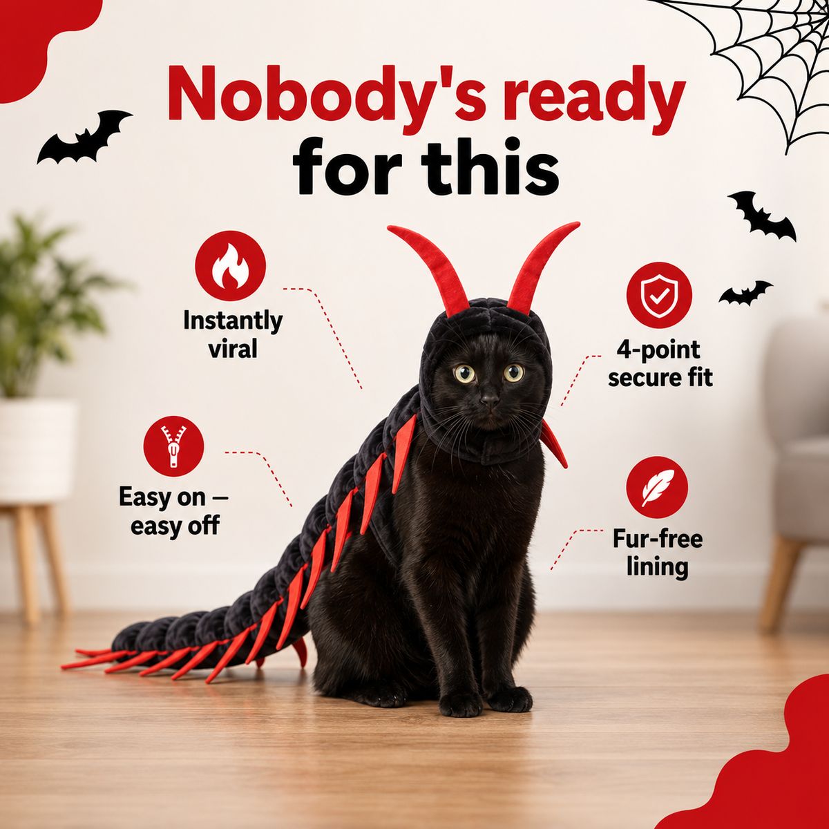 🎃 Creepy Centipede Pet Costume – Funny Halloween Outfit for Pets