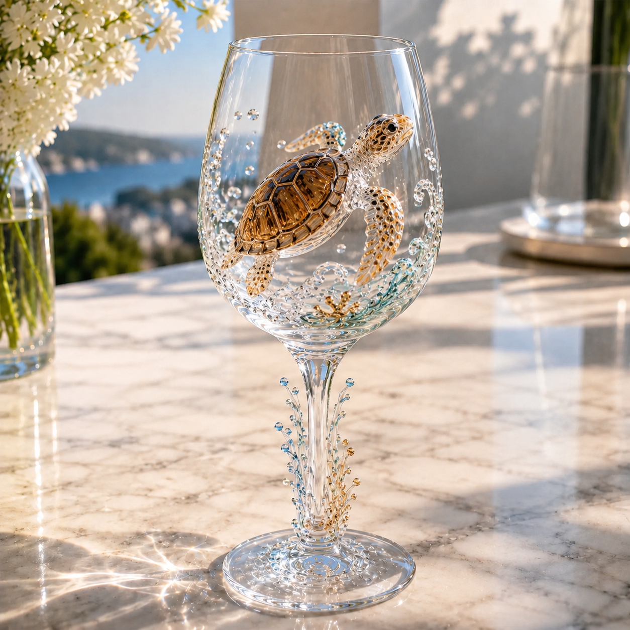 🌊Ocean Treasures Handcrafted 3D Sea Life Wine Glass Collection