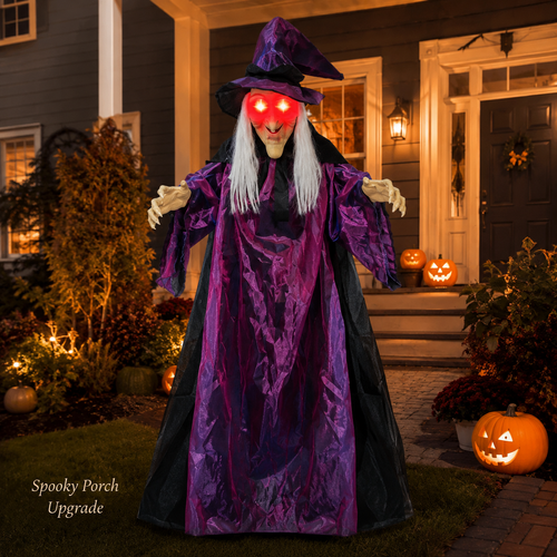 Sound-Activated Halloween Hanging Witch with Purple Lights 🎃👻