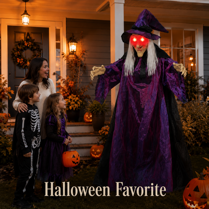 Sound-Activated Halloween Hanging Witch with Purple Lights 🎃👻