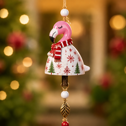 🦩 Christmas Flamingo Bell Ornament 🎄 | 6 Styles Holiday Hanging Pendant | Xmas Tree Decoration Home Party Wind Chime Gift