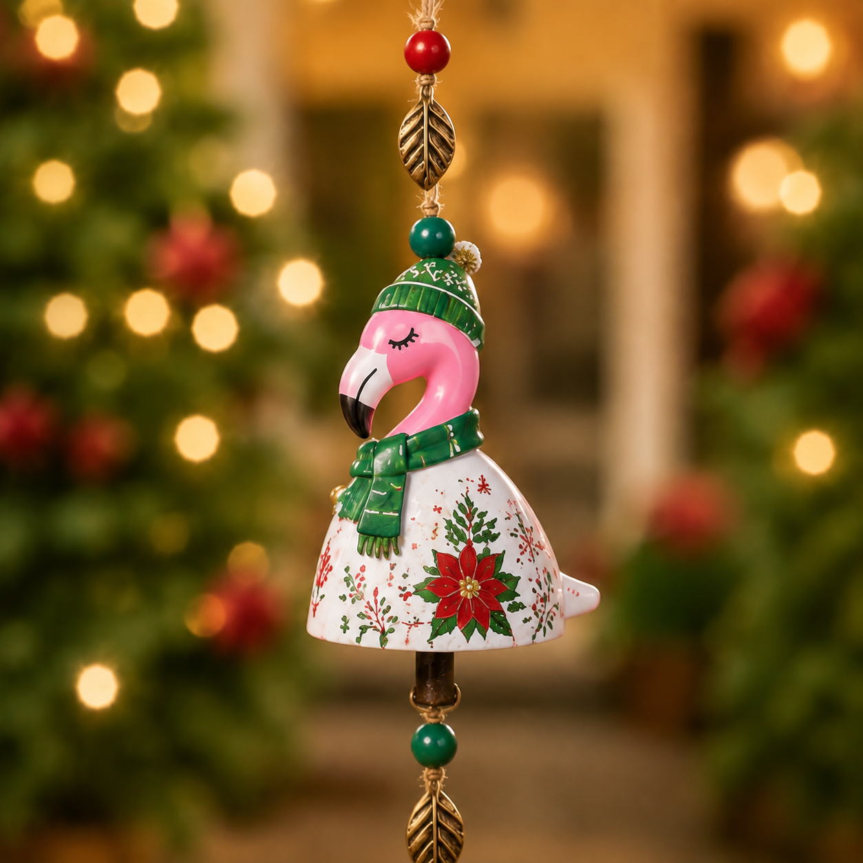 🦩 Christmas Flamingo Bell Ornament 🎄 | 6 Styles Holiday Hanging Pendant | Xmas Tree Decoration Home Party Wind Chime Gift