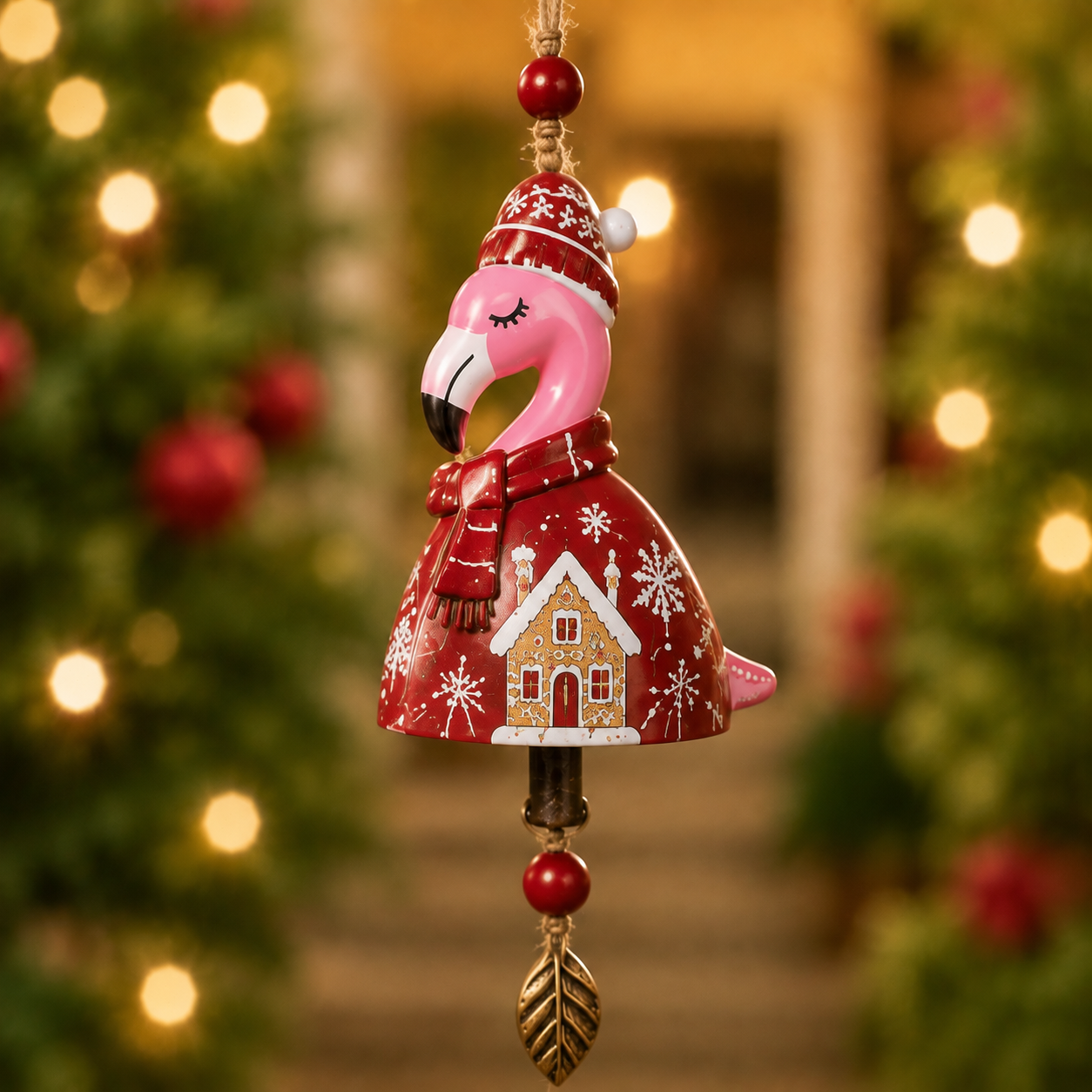 🦩 Christmas Flamingo Bell Ornament 🎄 | 6 Styles Holiday Hanging Pendant | Xmas Tree Decoration Home Party Wind Chime Gift