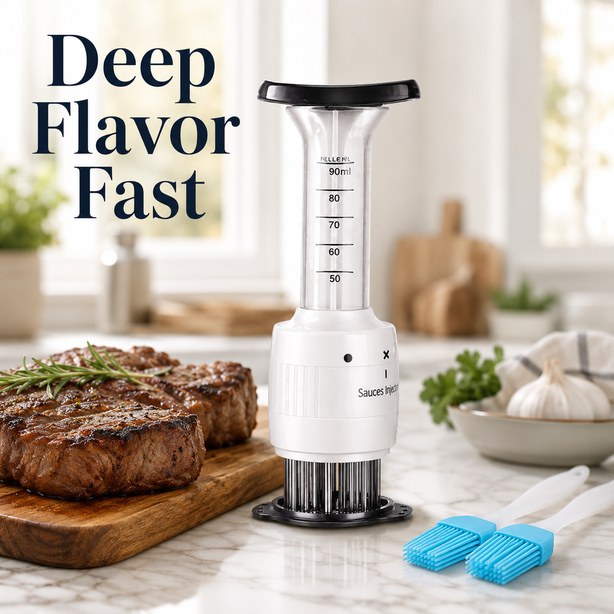 🥩 2-in-1 Meat Tenderizer & Marinade Injector — Deep Flavor for Juicier Steaks, BBQ, Turkey & Roasts 🔥