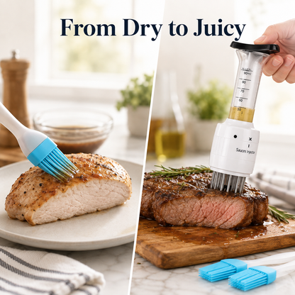 🥩 2-in-1 Meat Tenderizer & Marinade Injector — Deep Flavor for Juicier Steaks, BBQ, Turkey & Roasts 🔥