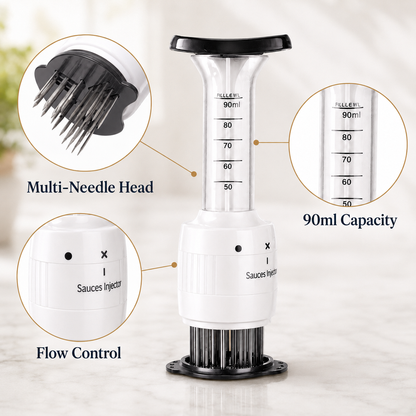 🥩 2-in-1 Meat Tenderizer & Marinade Injector — Deep Flavor for Juicier Steaks, BBQ, Turkey & Roasts 🔥
