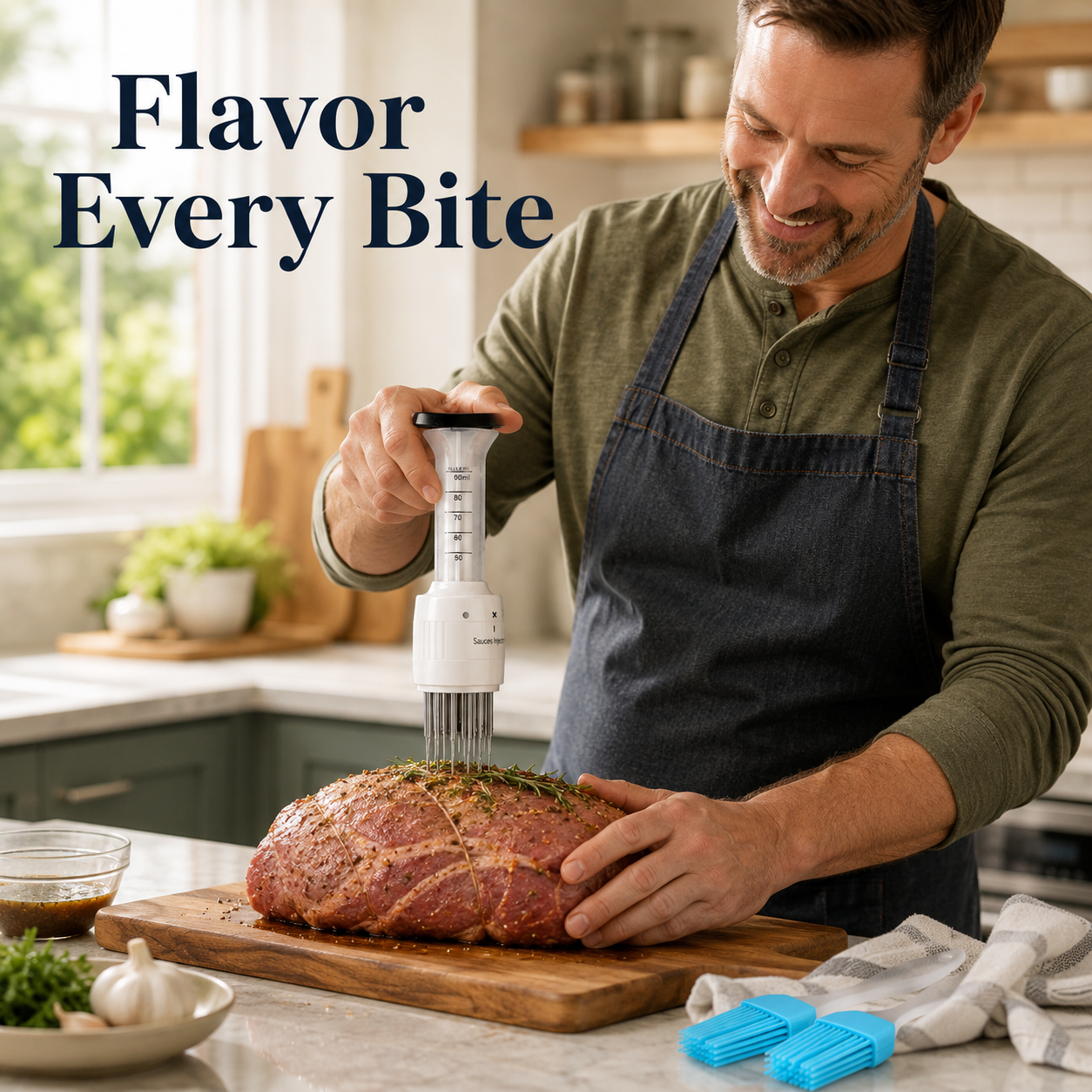 🥩 2-in-1 Meat Tenderizer & Marinade Injector — Deep Flavor for Juicier Steaks, BBQ, Turkey & Roasts 🔥