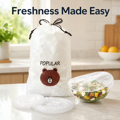 💗 200-Piece Reusable Elastic Food Storage Covers — Stretch-to-Fit Bowl Covers for Leftovers, Fruits, Vegetables & Everyday Food Storage 🥗