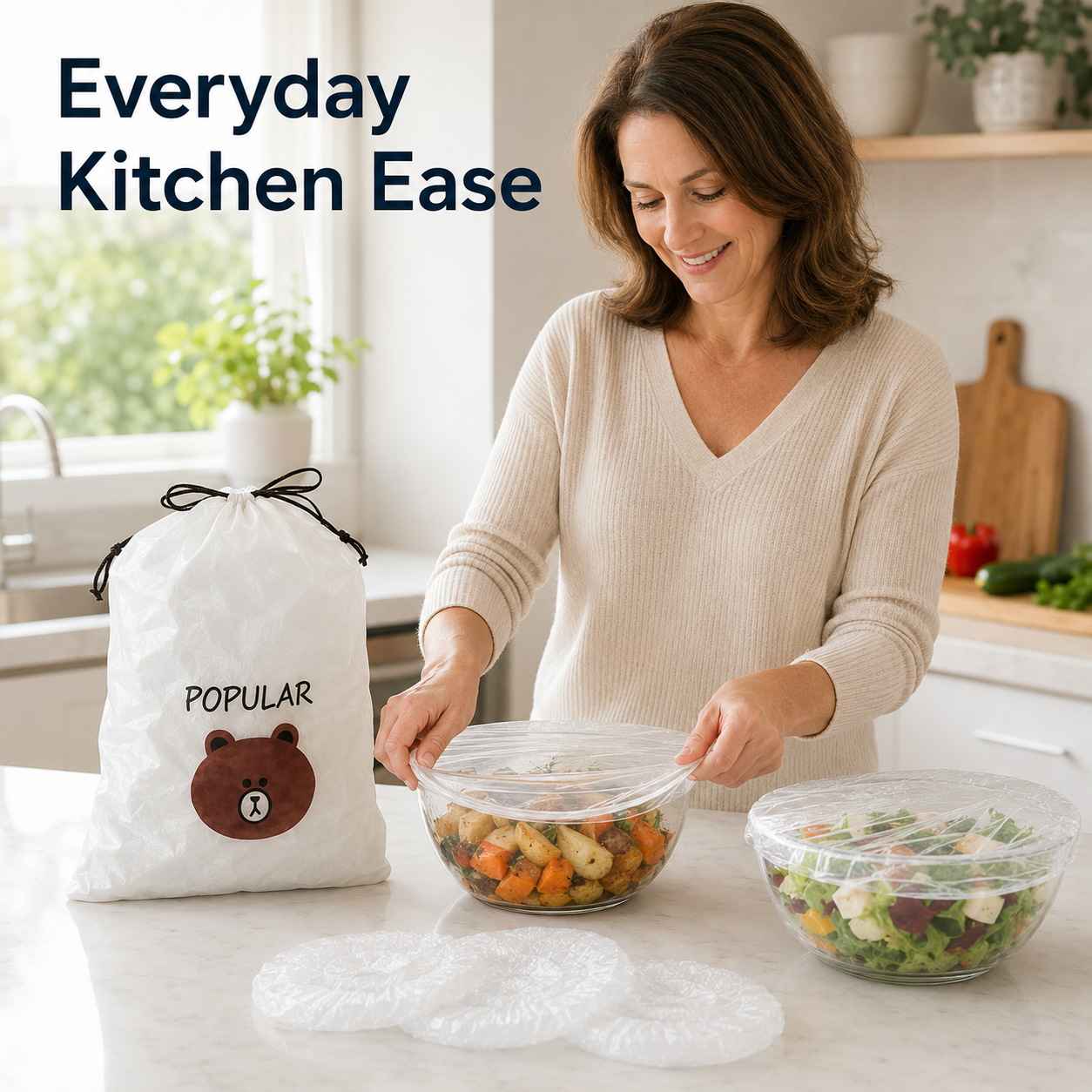 💗 200-Piece Reusable Elastic Food Storage Covers — Stretch-to-Fit Bowl Covers for Leftovers, Fruits, Vegetables & Everyday Food Storage 🥗