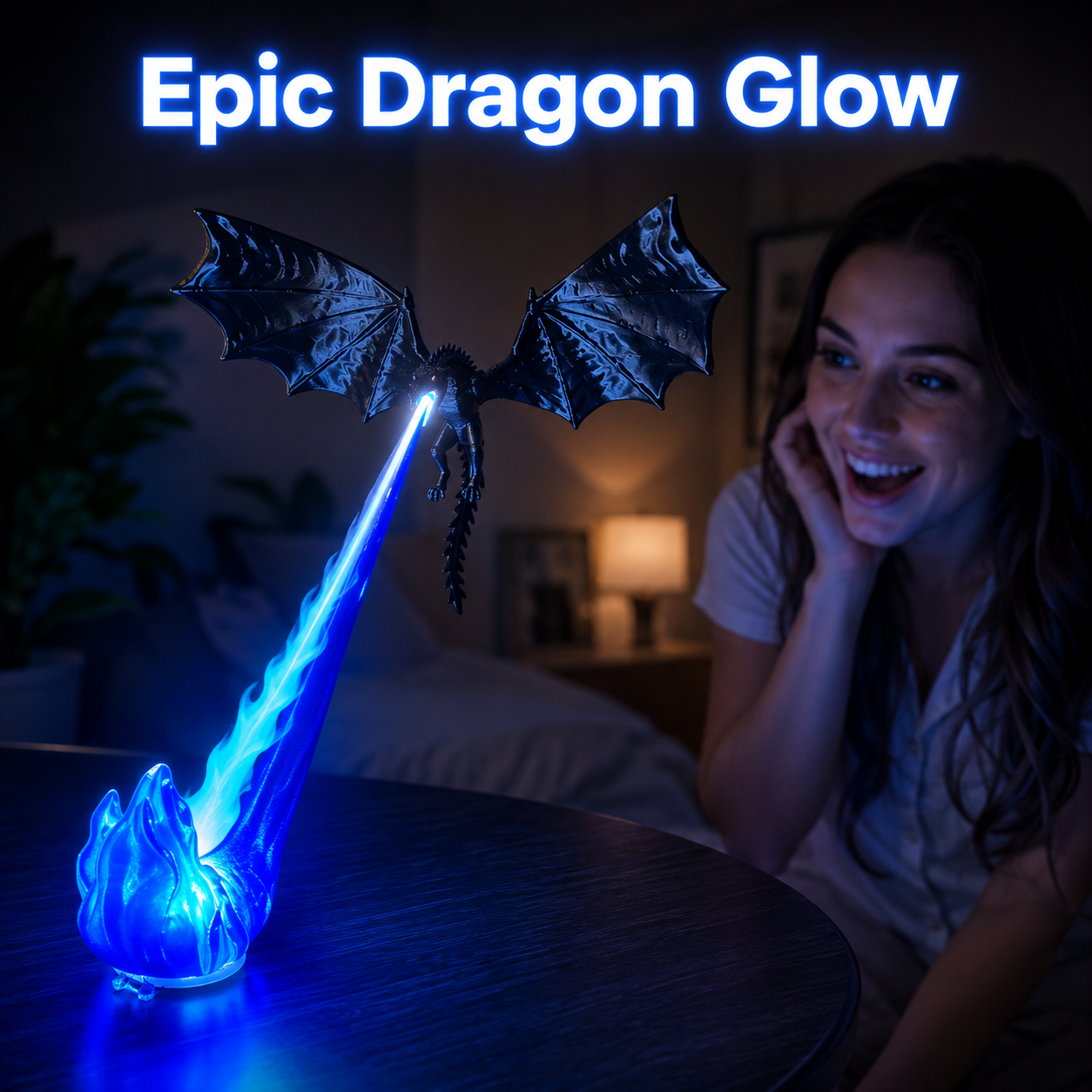 🔥 Dragon Bookshelf Lamp, Fire-Breathing LED Shelf Decor & Night Light