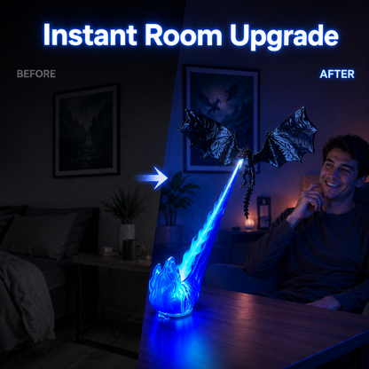 🔥 Dragon Bookshelf Lamp, Fire-Breathing LED Shelf Decor & Night Light