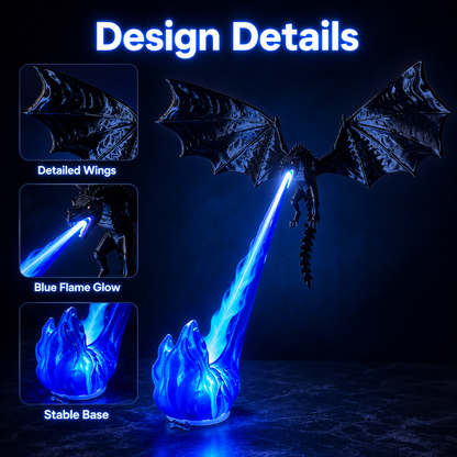 🔥 Dragon Bookshelf Lamp, Fire-Breathing LED Shelf Decor & Night Light