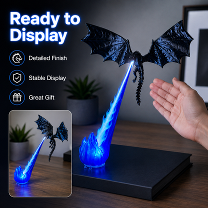 🔥 Dragon Bookshelf Lamp, Fire-Breathing LED Shelf Decor & Night Light