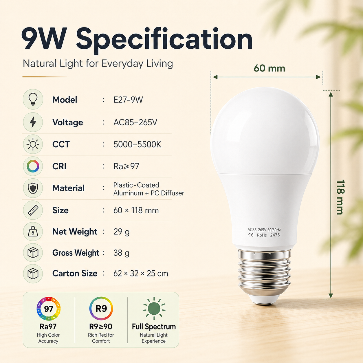 🌞 50% OFF Full Spectrum LED Light Bulb ✨ Ra97 Natural Daylight For A Brighter Home