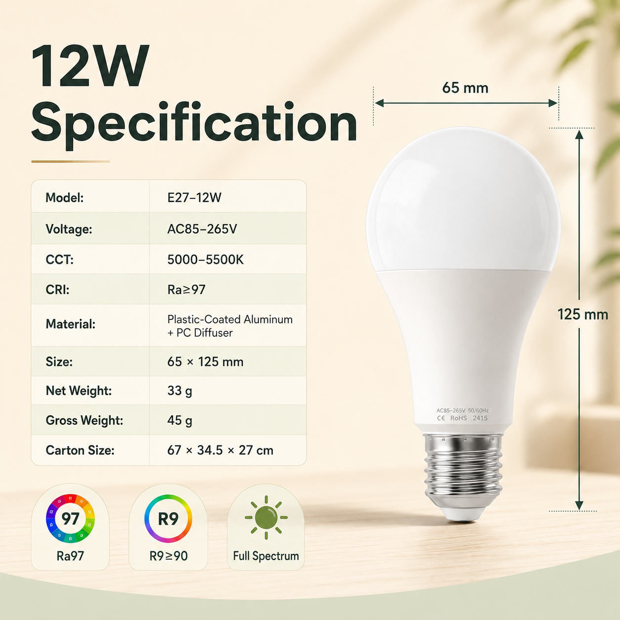 🌞 50% OFF Full Spectrum LED Light Bulb ✨ Ra97 Natural Daylight For A Brighter Home