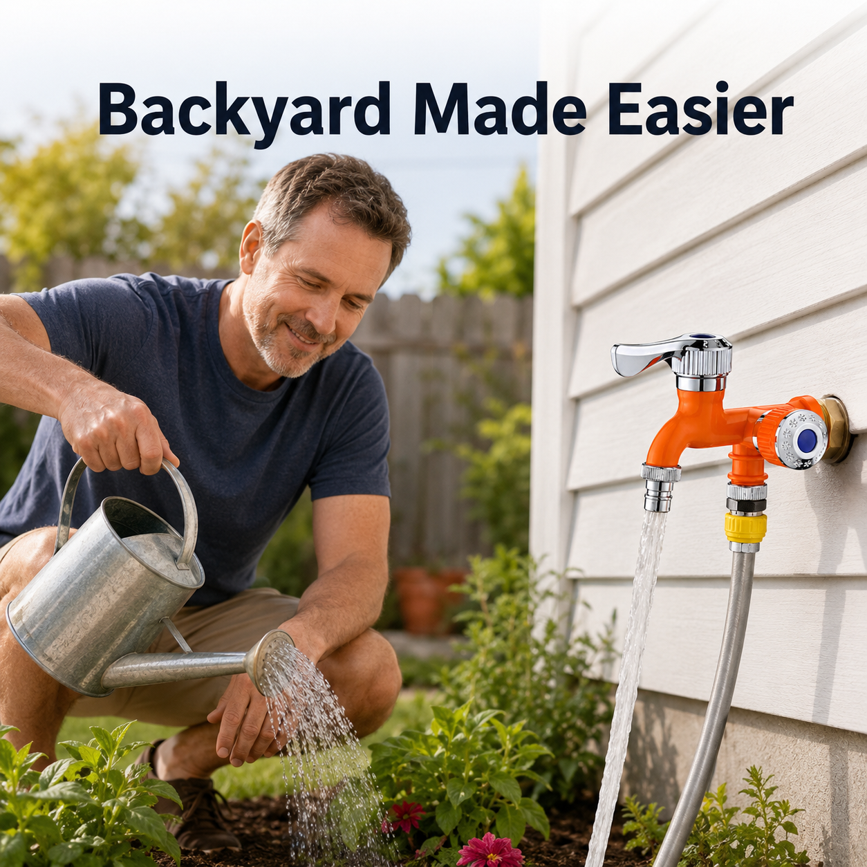 🚰 Heavy-Duty 2-Way Outdoor Faucet Splitter - Dual Hose Outlet with Independent Shut-Off Valves 💦 Leak-Proof Adapter for Garden & Yard 🌿