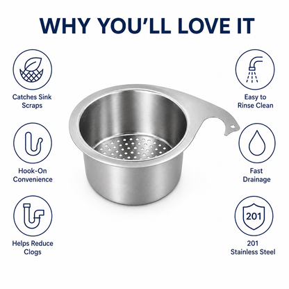 Hanging Sink Drain Basket – Catch Scraps & Help Reduce Clogs