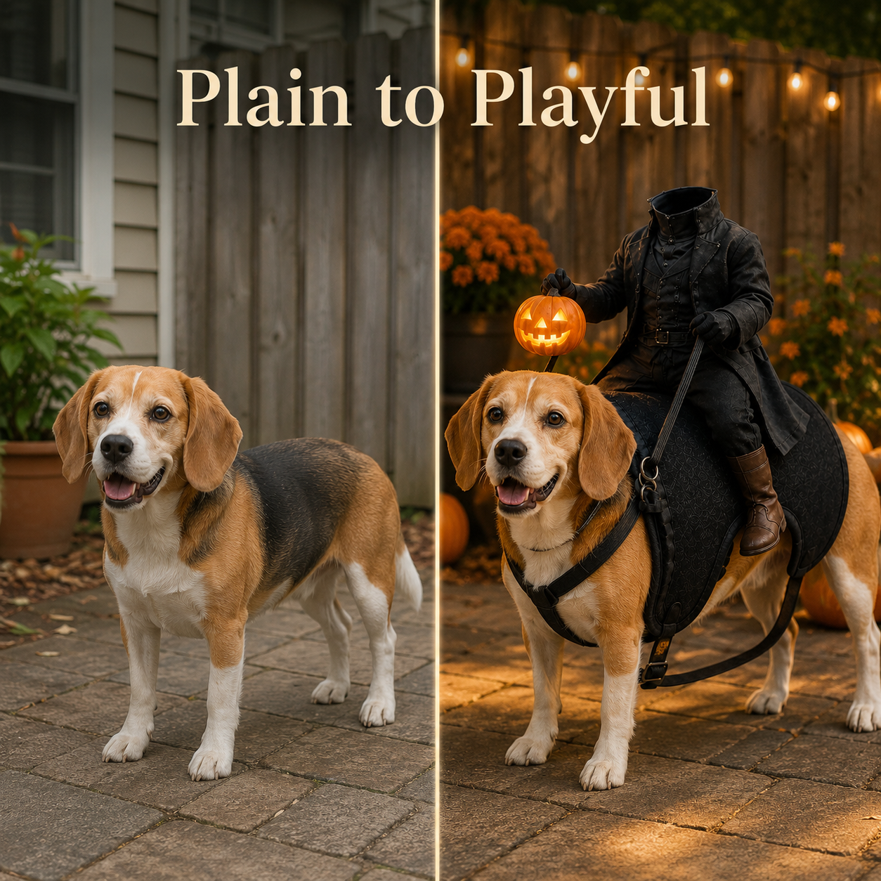 🎃 Light-Up Headless Rider Pet Halloween Costume – Adjustable Funny Harness for Dogs & Cats 🐶