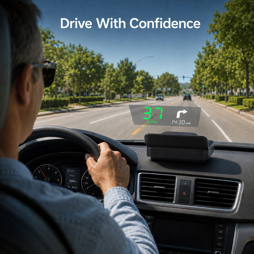 🚘 Smart Car Head Up Display Holographic Windshield Projector with GPS Speedometer