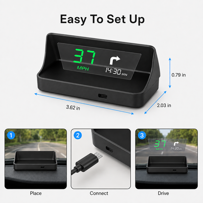 🚘 Smart Car Head Up Display Holographic Windshield Projector with GPS Speedometer
