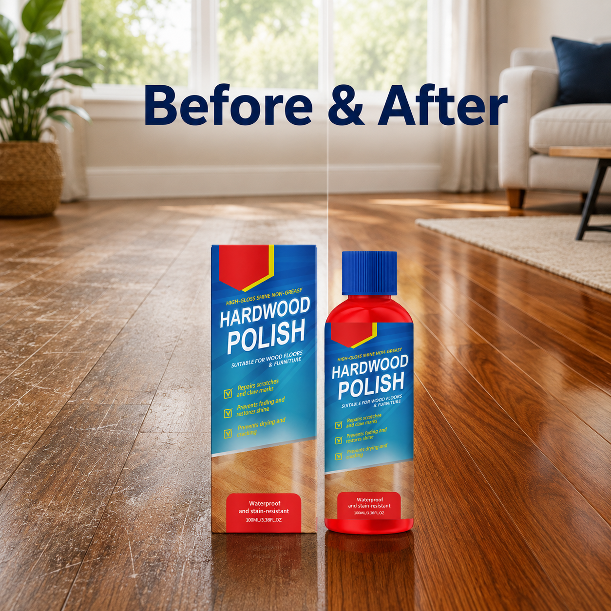 ✨ Hardwood Floor Restorer and Polish for Instant Scratch Repair and High-Gloss Protection