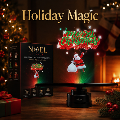 🎄 3D Hologram Fan Projector, 360° Floating Animated Christmas Display with Remote