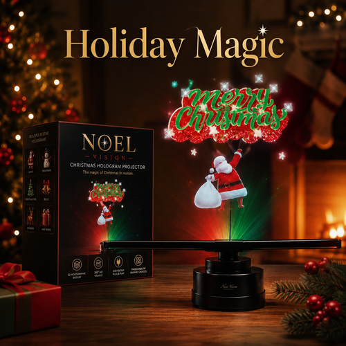 🎄 3D Hologram Fan Projector, 360° Floating Animated Christmas Display with Remote