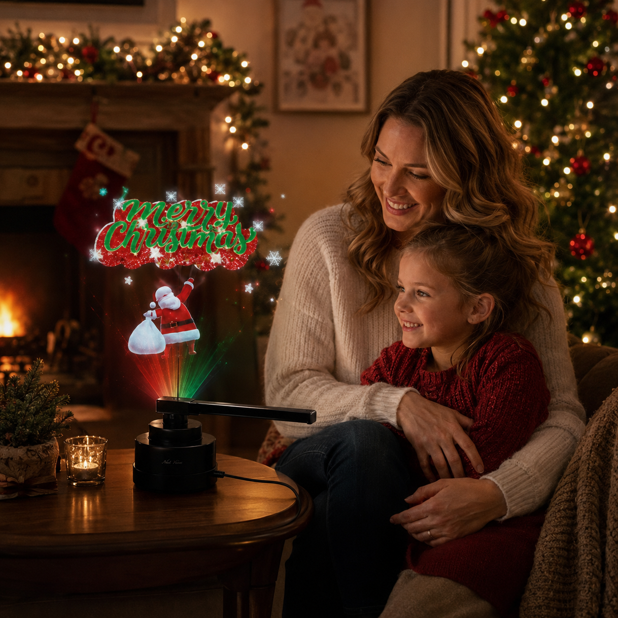 🎄 3D Hologram Fan Projector, 360° Floating Animated Christmas Display with Remote