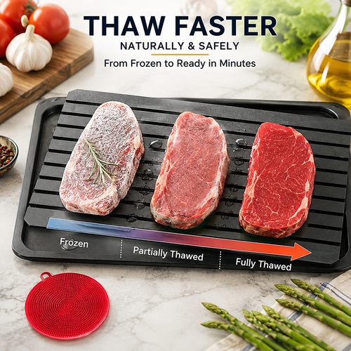 🥩 Rapid Defrosting Tray for Frozen Meat, Quick Thawing Board for Steaks and Fish