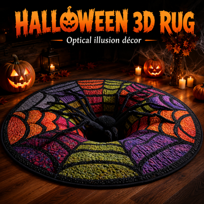 🕷️ 3D Spider Illusion Halloween Rug — Create A Spooky “Vortex” Effect That Terrifies Every Guest 🎃